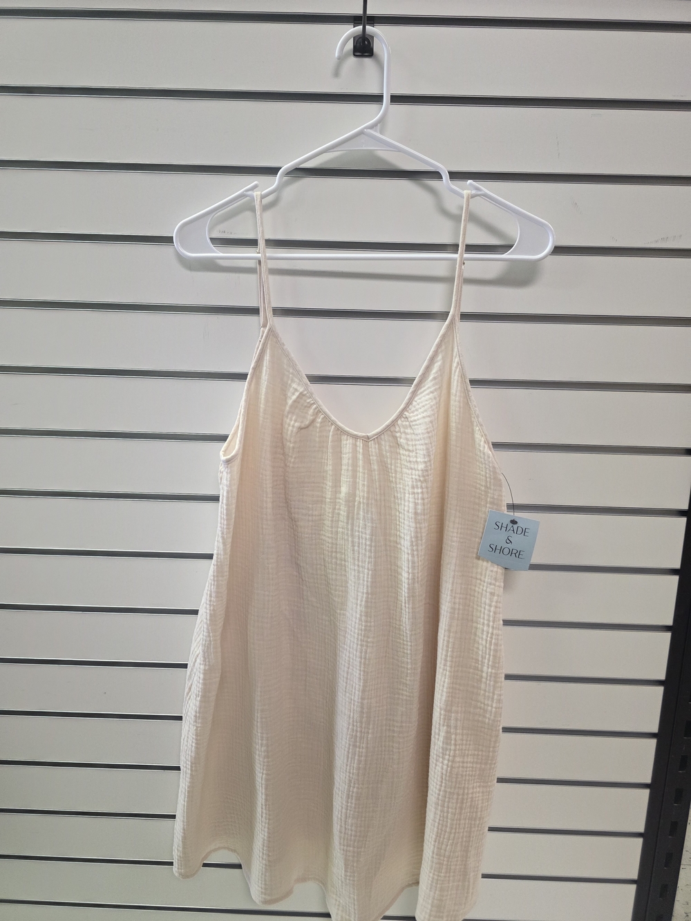 Shade & Shore Cream Gauze Slip Dress
